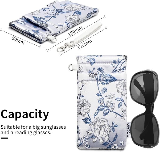 Face Shadow Double Glasses Case Soft Eyeglass Case For Women Men Squeeze Top Sunglasses Case With Cleaning Cloth