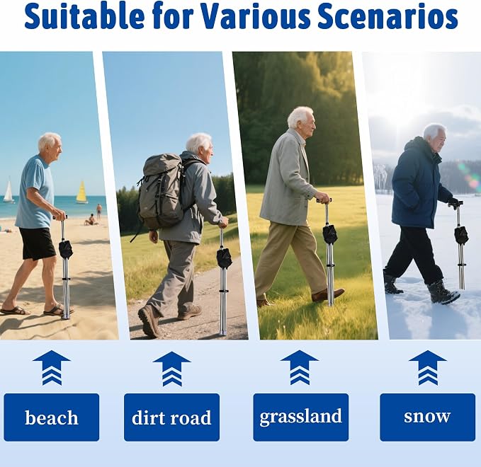 FATTCHIAR Walking Cane with Seat, Adjustable Height 34"-38" Cane Chair Capacity 220lbs, Folding Lightweight Portable Stool for Adults Seniors