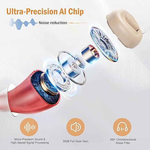 Flaygo Rechargeable Hearing Aid for Seniors with 16-Channel Digital Chips Intelligent Noise Cancellation for Clear Sound Super-Mini Invisible Design Comfort Fit in Ear Canal & 7-Day Ultra Standby(Not Hearing amplifiers)