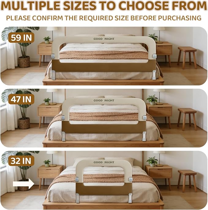 Bed Rail for Toddlers, 32 Inch Toddler Bed Rails, Bed Rail for Baby | Adjustable Heights, Folding up Portable, Safe Metal Frame, For Baby, For Crib, Twin, Bunk, Full Size, Queen & King Bed