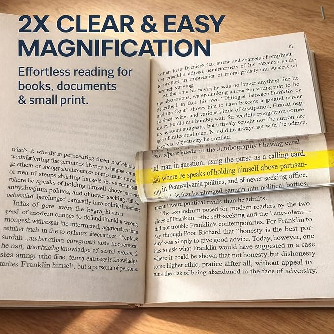 4Pack Acrylic Reading Line Magnifier, 6" Half-Round Bar | Crystal Clear, Lightweight, Distortion-Free, Ideal for Seniors, For Books, Documents & Newspapers