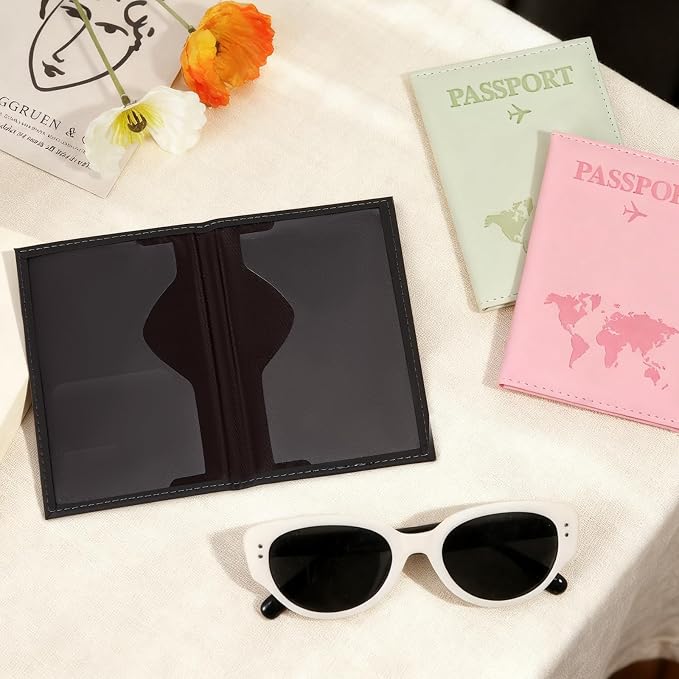 3Pcs Passport Holder for Travel, Family Passport Cover | Pink, Black, and Green, Passport Book Holder for Credit Card, Cash, Air Ticket