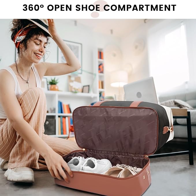 LOVEVOOK Weekender Bag for Women, Large Duffle Bag for Travel with 2 Packing Cubes, Carry on Overnight Bag with Shoe Compartment, Mom Hospital Bags for Labor and Delivery
