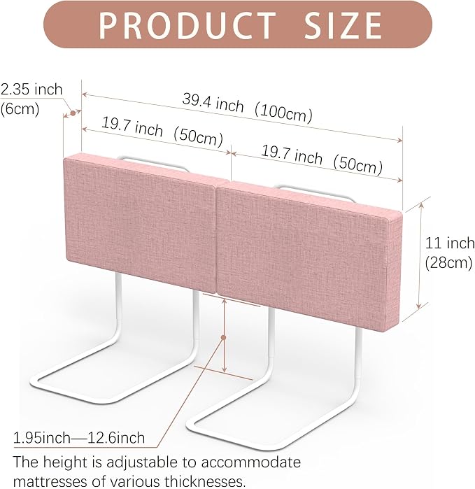 Bed Rail Bumpers for Toddlers, Foam Padded Bed Barrier for Kids Safety, Adjustable Bed Side Guard Rails for Old Dogs, Bunk, Twin, Queen, King, Full Size Beds (Pink, 2 Packs)