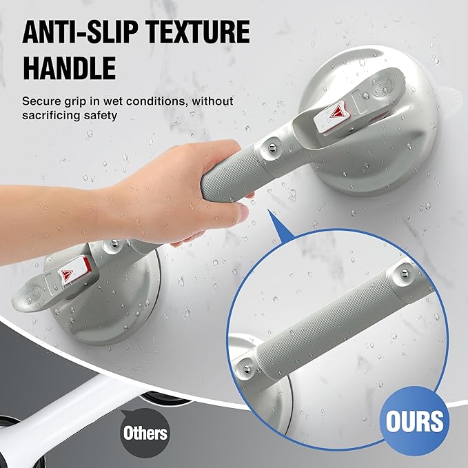 DAILYLIFE Grab Bars for Bathtubs and Showers, 21 inch Shower Handles for Elderly Suction, 300lbs Safety Shower Grab bar for Seniors and Elderly, Gray(1 Pack)