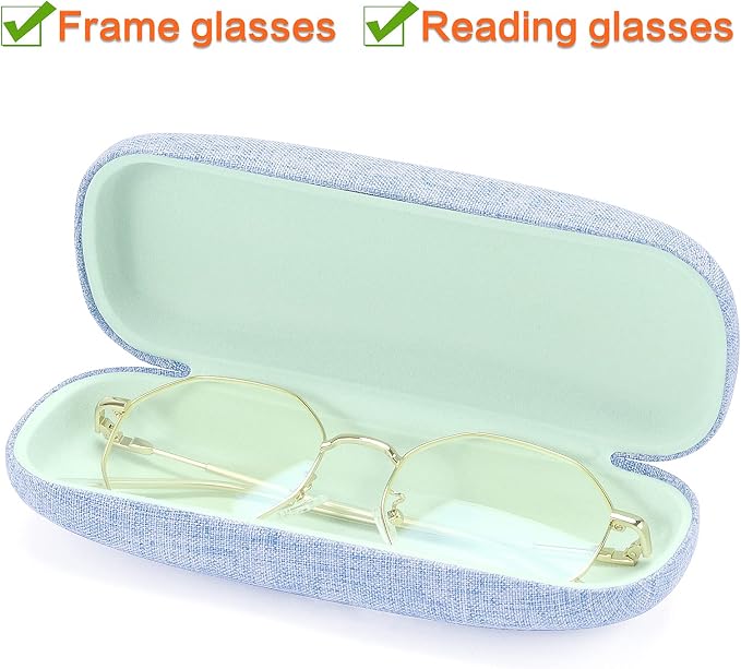 Vemiss Hard Shell Sunglasses Case, Large Linen Fabric Protective Glasses Case for Men Women