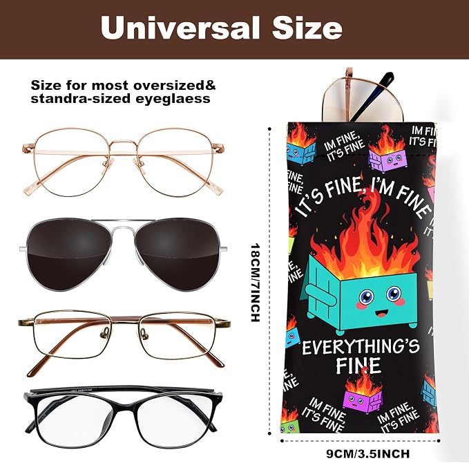 Anikathy 2Pcs Sunglass Eyeglass Glasses Case Soft PU Leather with Cleaning Cloth Cute Glasses Pouch Bag for Men Women Girs