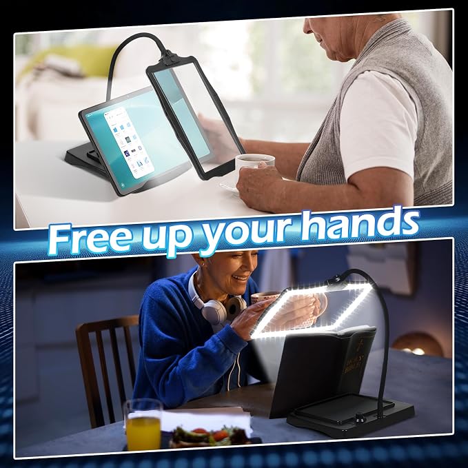Magnifying Glass with Light and Stand 50 Ultra-Bright LEDs Large Magnifying Lamp 360° Flexible Gooseneck Magnifying Glass with Stand Hands Free Magnifier Glasses for Sewing Reading Crafts Seniors | Hands Free Large Full Page Desk Magnifying Lamp with 5...
