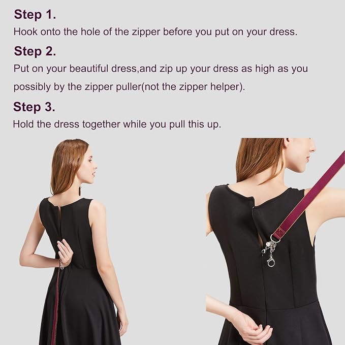 FYOURH Zipper Pull Helper - Invisible, Back, Dress & More Zipper Assistance Tool