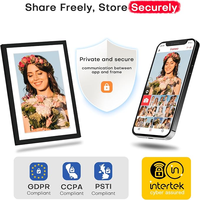 Frameo 10.1" Digital Picture Frame WiFi Wood, 1280 * 800 IPS HD Touchscreen, 32GB Storage, Instant Share Photo Video, Gifts for Mom, House Warming
