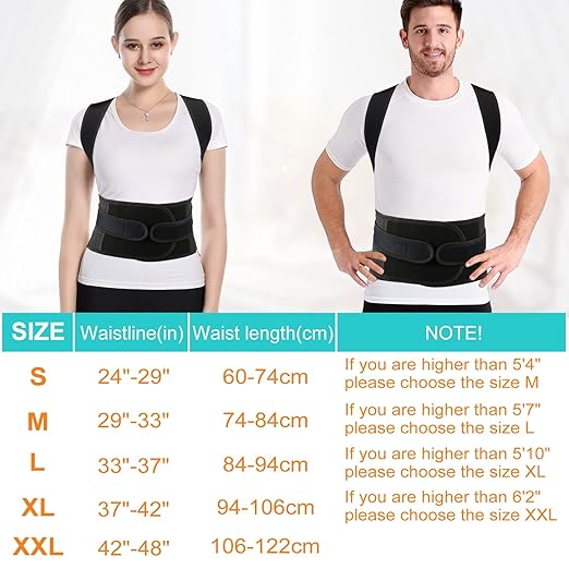 Posture Corrector for Men and Women,Adjustable Back Brace for Upper and Lower Back Pain Relief - Improve and Neck,Shoulder,Back Relieve XL(37"-42")