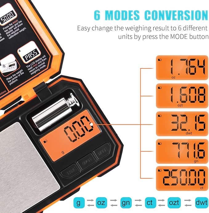 Fuzion Digital Pocket Scale, 200g x 0.01g, 6 Units Conversion Mini Scale with LCD Display, Tare Function for Food, Jewelry, Medicine, Coffee (Battery Included)