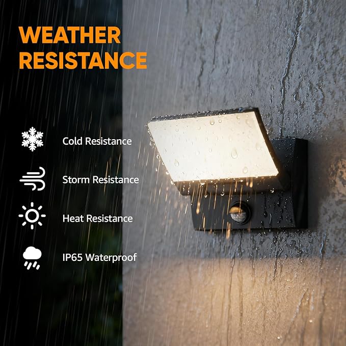 Motion Sensor LED Outdoor Wall Light 2-Pack, Rotatable Adjustable Head, IP65 Waterproof Porch Light for House Garage Patio, 3000K Warm White, Matte Black Aluminum Modern Sconce