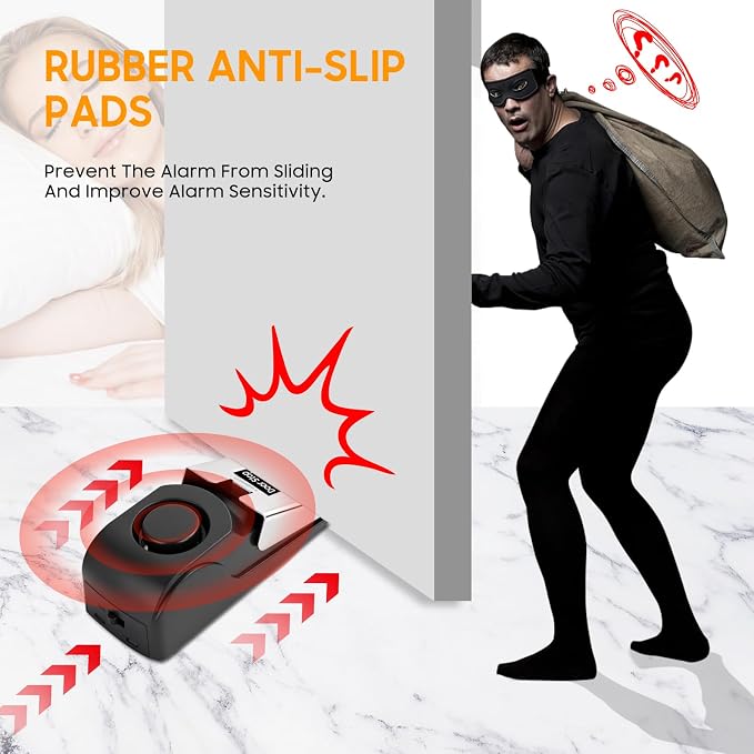 Upgraded Door Stopper Alarm - 120dB Loud Anti-Theft Security Alarm for Home, Travel & Apartments (Battery Included, 1 Pack)