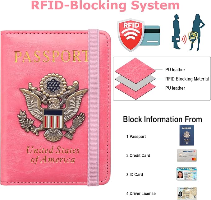 Premium Passport Holder for Travel RFID Blocking Passport Cover Slim | Passport Cover for Women Men Leather US Passport Wallet Case for Travel Passport Book Cover Travel Document Organizer Carrier