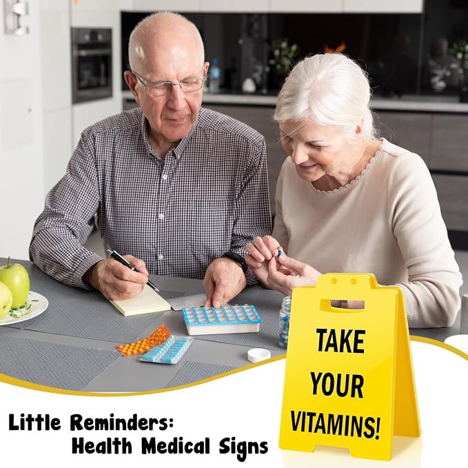 MBL Vitamins Pill Medicine Reminder - Take Your Vitamins, Funny Daily Habit Health Medical Little Reminders Desk Signs Christmas Stocking Stuffers Xmas Gift for Office Desktop Home Bedroom Kitchen