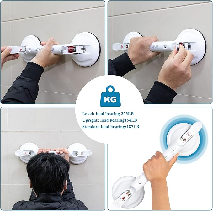 15inch Suction Shower Grab Bar, Portable Shower Handle Bar Suction Grip Bar Bathtub Handle with Strong Hold Suction Cup Fitting and Rapid Release for Bathroom(Max Capacity :300lb