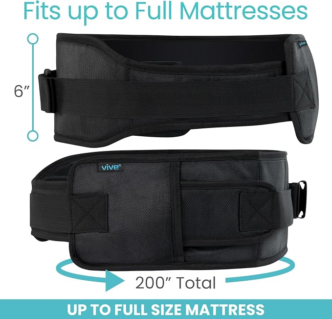 Vive Bed Restraints for Elderly Dementia Patients - Safety Belt for Wheelchair & Bed - Fall Prevention Device for Seniors - Adjustable Strap and Cushioned Waist Belt for Hospital Caregivers