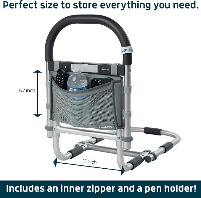 Lunderg Storage Bag for Bed Assist Rail - Replacement or Extra Bag | Lightweight & Perfect to Store Your Glasses, Remote, or Magazines