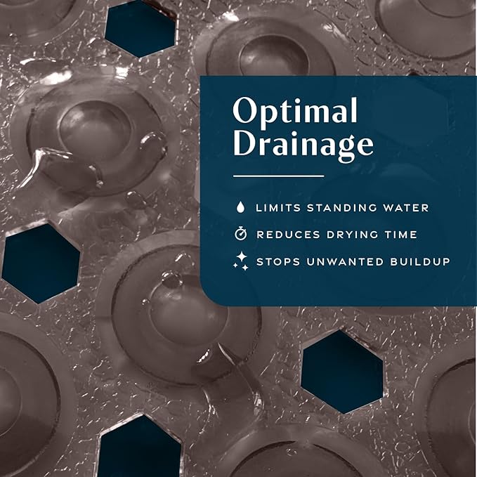 SlipX Solutions Power Grip Bathtub Safety Mat | Precision Grip Technology for Longer, Stronger, & Softer Wet Surface Protection | Clear Bronze 39"x16"