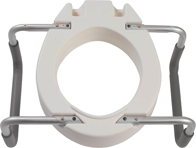 Drive Medical 12402 Premium Raised Toilet Seat, Removable Metal Arms, White | Raised Toilet Seat Features Removable Metal Arms for Added Support and Easy, Comfortable Bathroom Access