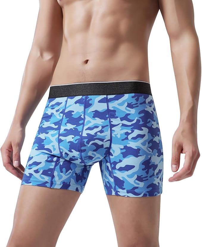 AIRCUTE Washable Urinary Incontinence Soft Underwear for Men Dry Performance Boxer Briefs for Bladder Leaks, 1 Pack (2X-Large, Blue-Camouflage)