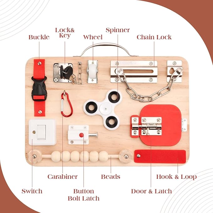 Fidget Board for Dementia Patients-Activities for Seniors-Alzheimers Products for Elderly-Memory Games for Autism Adult-Dementia Gadgets-Sensory ADHD Toys-Gift for Seniors-Anxiety Relief Items