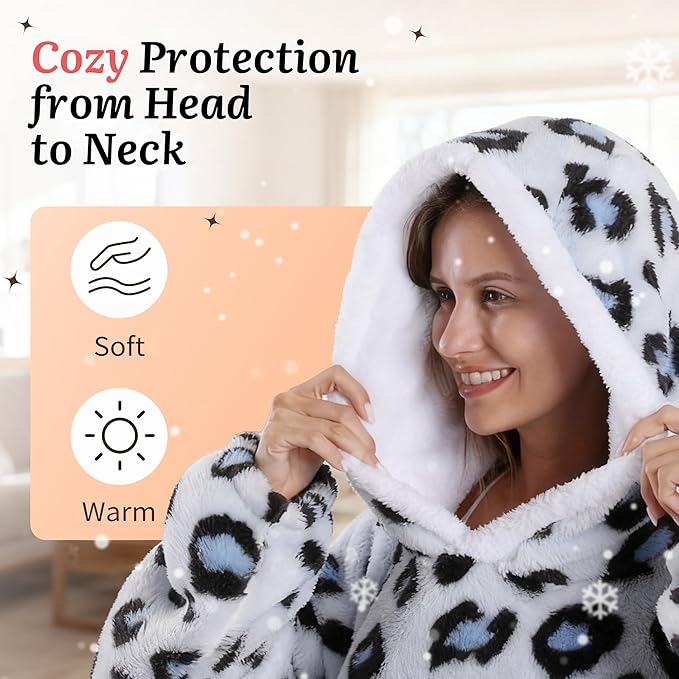 Blanket Hoodie, Long Hooded Blanket Sweatshirt as Birthday Gifts for Women Men, Long Wearable Blanket for Women Men.