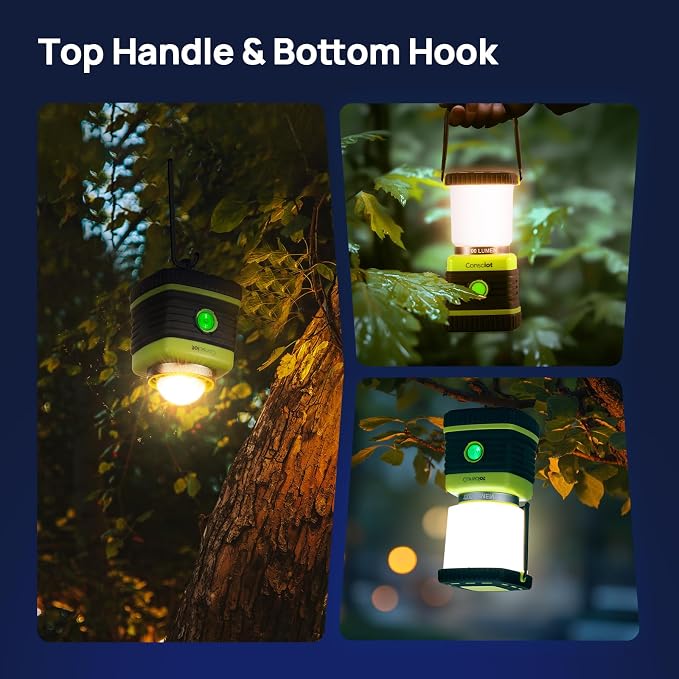 LED Camping Lantern, Consciot Battery Powered LED Lantern Flashlight, 1000LM, 4 Light Modes, IPX4 Waterproof, Survival Kits for Indoor Outdoor, Emergency Light for Home Power Outages, Hurricane, Storm