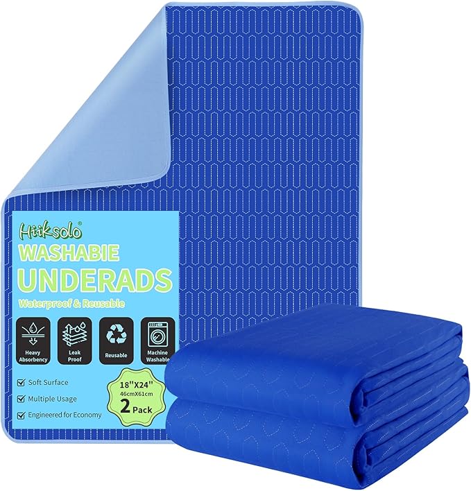 Washable Chair Pads for Incontinence – 2 Pack 18" x 24" Reusable Leakproof Underpads for Bed/Wheelchair/Sofa/Crib/Car Seat/Travel – Durable Encased Edges