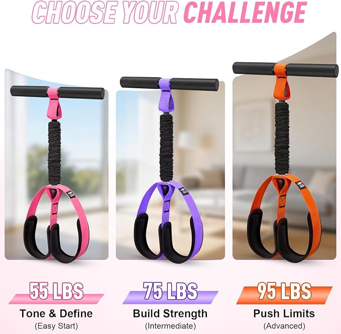 Pedal Resistance Band with Handle, Upgraded Durable Thickened Latex Tubes and Soft Foam Fabric Foot Pedal, Sit Up Exercise Equipment for Abdomen, Waist, Arm, Core/ABS, Leg, Physical Therapy