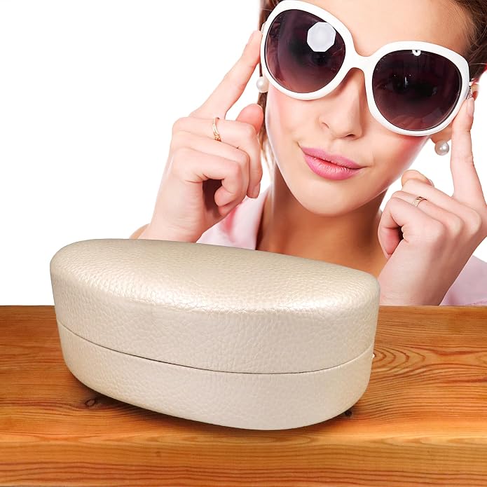 MyEyeglassCase - Large Sunglasses Case - Glasses Holder with Pouch & Cloth - Eyeglass Hard shell Medium - Extra Large frames