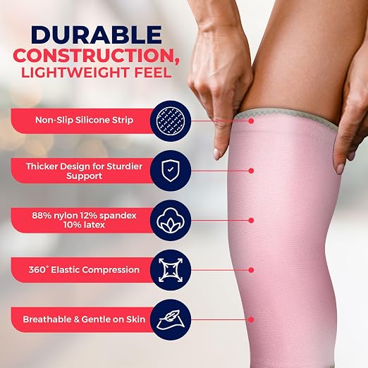 Dr. Arthritis Doctor-Developed Thick Knee Brace Support, Secure Compression Sleeve for Joint Stability (Pink, XL)