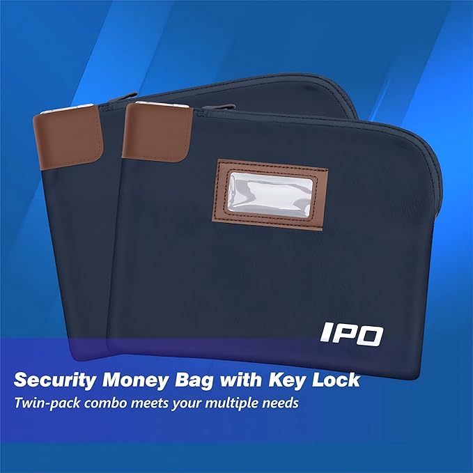 Waterproof Cash Bag with Key Lock, 2 Pack Money Pouch Bank Deposit Bag,11 x 8.6 Inches,Men & Women's Locking Accessories Pouch for Cash, Portable Travel Money Pouch Protects Passports, Valuables