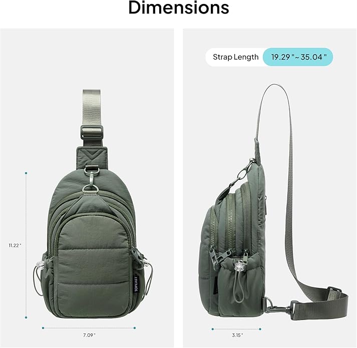 TOPEAST Sling Bag for Women, Anti-Theft Crossbody Bag with RFID Blocking & Small Water Bottle Holder for Travel