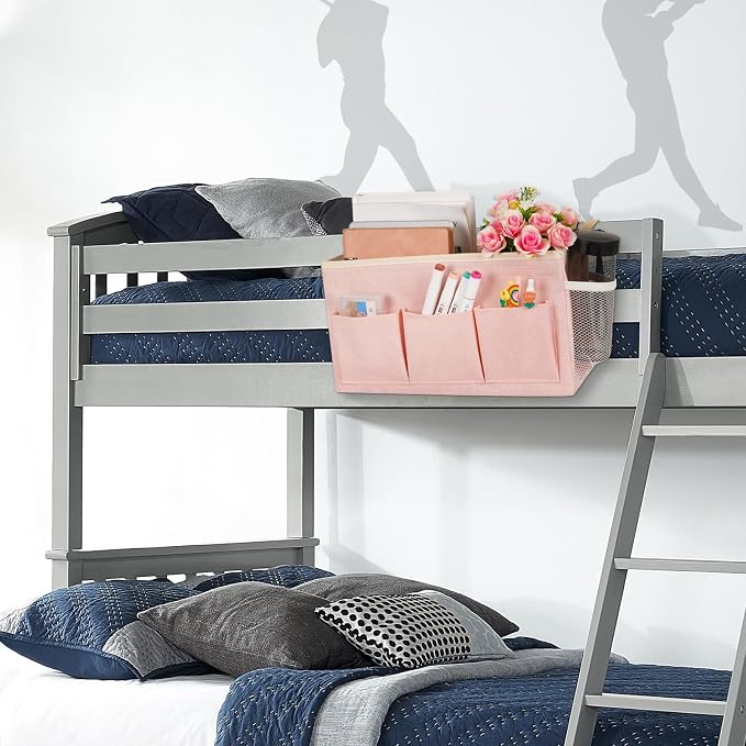 Bedside Caddy Bedside Storage Bag for Headboards/Bunk Bed | Hanging Bed Caddy with Hooks fits Bunk bed Hospital Beds Dorm Bed Rails, Essentials for Phones, Books, Remotes, Water Bottles