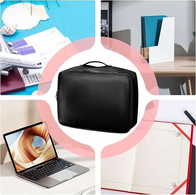 Fireproof Box, Lockable File Organizer, Portable Fireproof and Waterproof Filing Cabinet, 14.57x11.42x3.94 inches, Secure Storage with Handle for Documents, Home and School Use