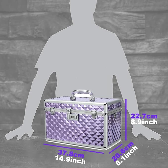 Storage Lock Box with Combination Lock, Lockable Medicine Storage Box, Empty First Aid Box, Security Lock Box, Multipurpose Locking Box for Home and Outdoor Use（X-Large,Purple）