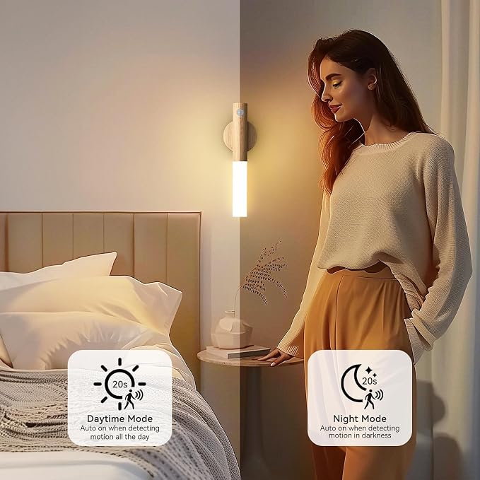Motion Sensor Wall Light Beech 3PCS, Battery Operated wall sconces