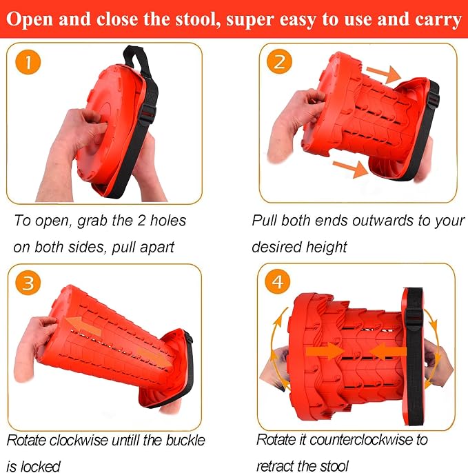 Fishboy Upgraded Collapsible Stool, 400lbs Max Weight, Lightweight But Sturdy, Portable Retractable Folding Telescoping Foldable Camping Stool for Adults Outdoor Fishing Hiking BBQ