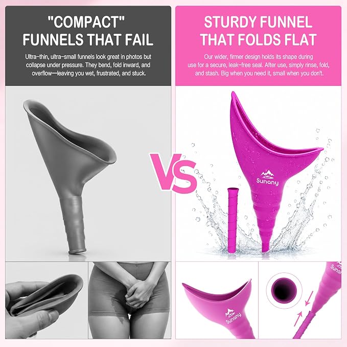 Female Urination Device, Reusable Female Urinal Silicone Women Pee Funnel | Women to Pee Standing Up, The Perfect Companion for Camping,Travel travel outdoor, folds compact, easy rinse