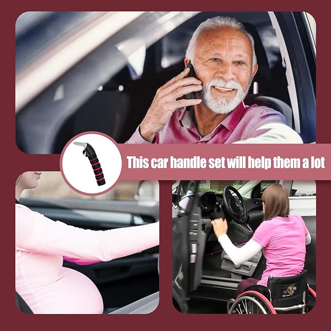 Car Door Handle for Elderly Car Assist Support Handle Multifunction Car Door Latch Bar for Seniors and Handicapped Red