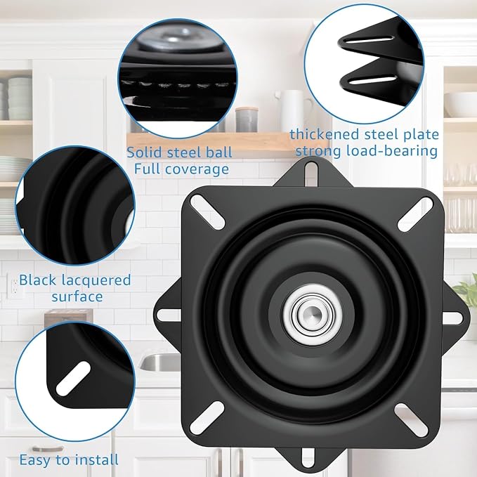 Smooth 360-Degree Boat Seat Swivel with Steel Construction(1PC) | 5 1/4" Bolt Pattern, Compact Size for Boat Seats, Bar Stools, Counter Stools.