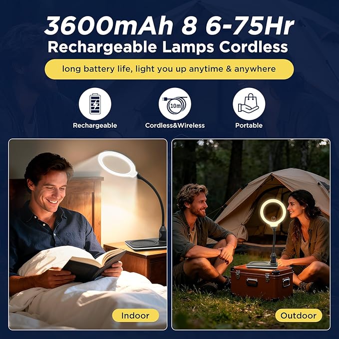 Rechargeable Magnifying Glass with Light and Stand for Reading & Close Work | Dual 15X/30X Lens • 3600mAh Rechargeable • 4.1" Lens • 6 Lighted Modes • Adjustable Brightness • Flexible Gooseneck