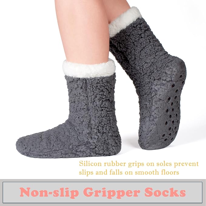 cosyone1997 Women's Fuzzy Slipper Socks with Non-slip Grippers, Cozy & Unique Gifts
