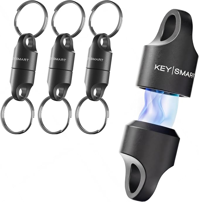 KeySmart MagConnect Magnetic Key Holder for Purse, Key Chains for Car Keys - Detachable Key Ring Quick Release Keychain
