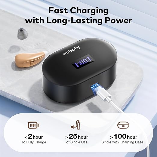 OTC Hearing Aids for Seniors & Adults, Hearing Aids with Noise Cancelling and 5-Level Volume Control, Hearing Amplifier with Ergonomic Comfort Fit, Easy to Use and Delivers Clear Sound