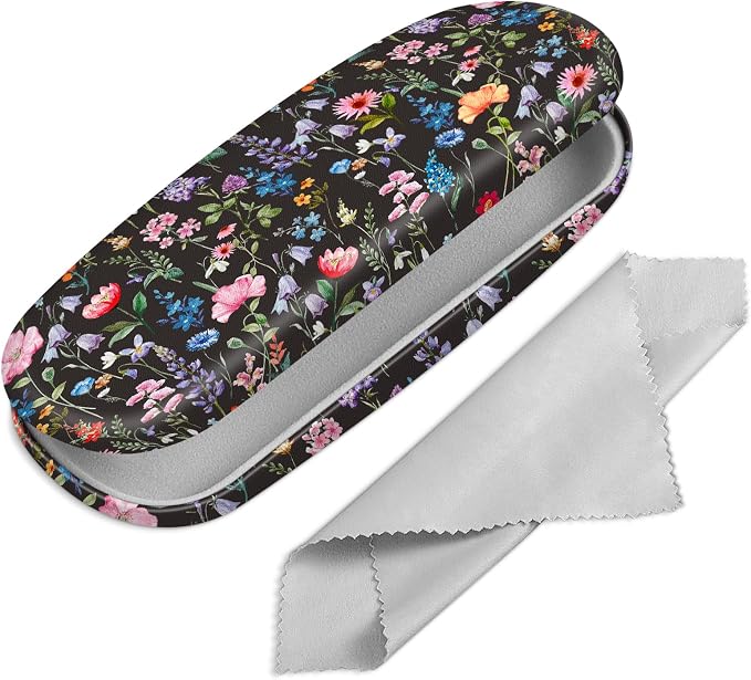 FINTIE Hard Shell Eyeglasses Case, Portable Protective Glasses Cover Eyeglass Holder Box with Cleaning Cloth for Men Women