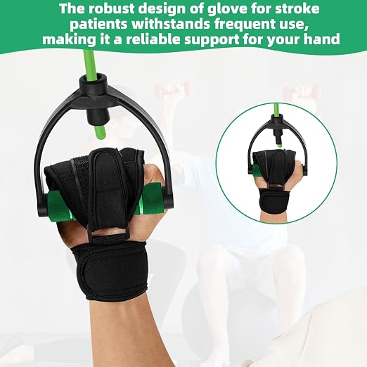 Stroke Hand Rehabilitation Glove, Finger Splint for Anti-Spasticity Training to Aid Hemiplegia and Grip Weakness in Elderly Patients (Black)