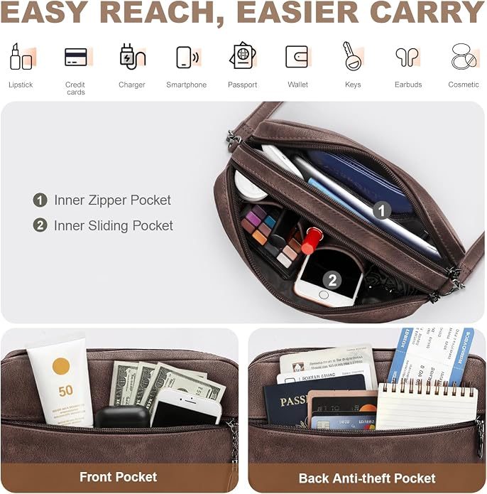 Anti-Theft Crossbody Purse for Women Travel Shoulder Bag